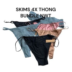 Skims Kim Kardashian Plus Size Thong T-String Bundle Arctic Dahlia Onyx Size 4X